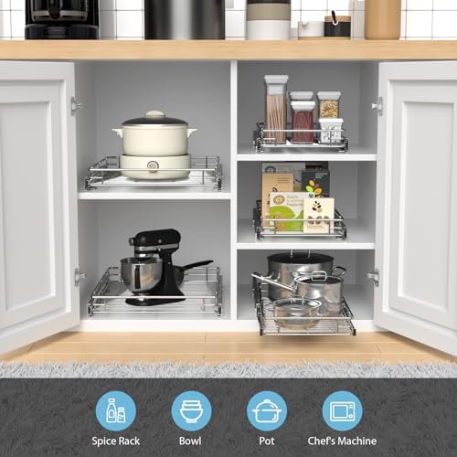 Pull Out Cabinet Organizer,20.8” Slide Out Kitchen Organizers Storage - Image 2