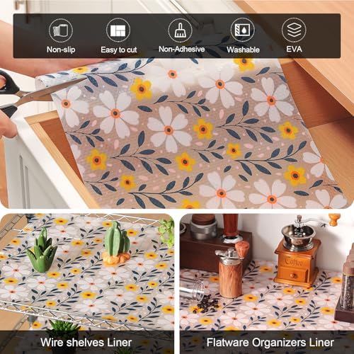Cooyes Shelf Liner – Premium Non-Adhesive Cabinet & Drawer Liner for Kitchen – Waterproof Shelf Paper with Modern Pattern – Durable EVA Cabinet Mat – Easy to Cut （17.5" W x 120" L） - Image 6