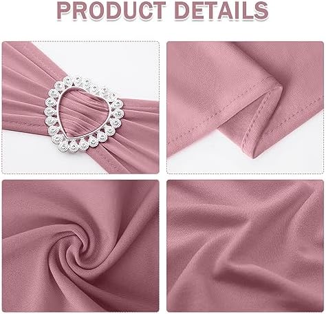 Pack of 30 Spandex Chair Sashes Bows Stretch Chair Cover Band with Buckle Slider Universal Elastic Chair Ties for Wedding Banquet Party Event Decoration (Dusty Pink) - Image 3
