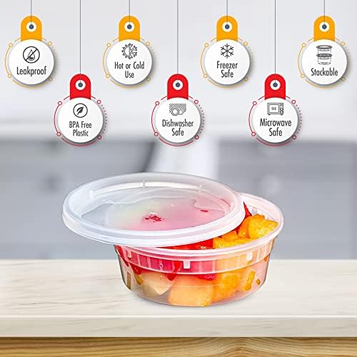 (8oz-Deli Containers with Leakproof Lids-50 Pack BPA-Free Plastic Microwaveable Clear Food Storage Container Premium Heavy-Duty Quality, Freezer & Dishwasher Safe - Image 2
