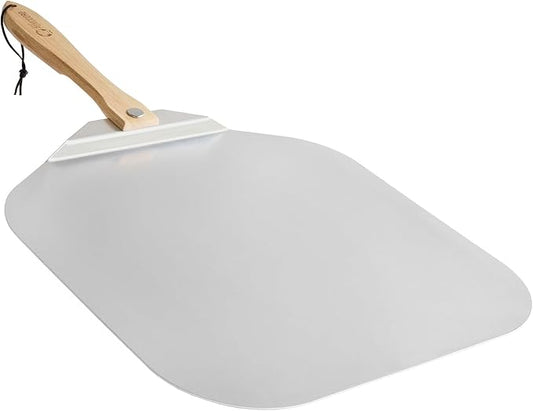 Chef Pomodoro Aluminum Metal Pizza Peel 18 Inch, Foldable Wood Handle | Pizza Paddle & Spatula for Bread, Pastries, Oven or Grill; Foldable for Easy Storage; 18x20 in Aluminum Board by ChefPomodoro