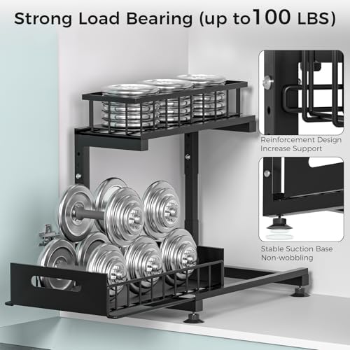 Saydear 2-Pack L-Shaped Under Sink Organizer, 2-Tier Pull-out Cabinet Rack - Image 5