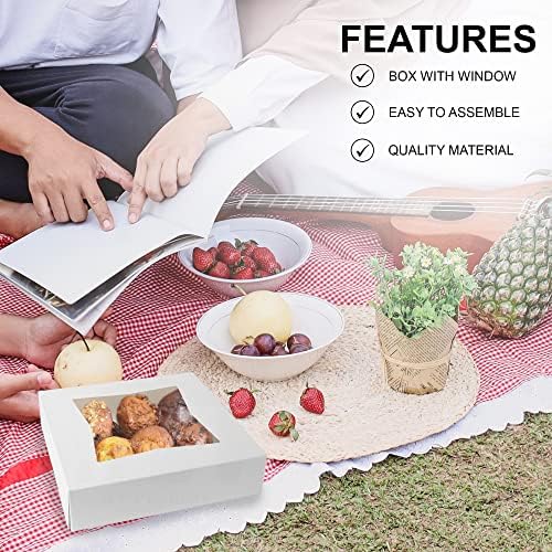 MT Products White Bakery Pie Boxes 9" x 9" x 2.5" - Auto Pop-Up Windowed Bakery Boxes (Pack of 15) - Made in the USA - Image 4
