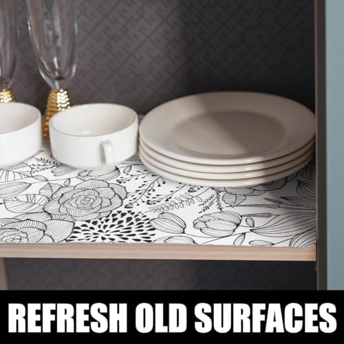Shelf and Drawer Liner for Kitchen Cabinets, Non-Adhesive Black and White - Image 2