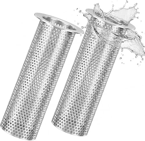 2 Pcs Commercial Floor Drain Strainer Perforated Cylindrical Mesh 316 Stainless Steel Drain Basket with Carry Handle –heavy-duty, for Restaurants, Kitchens, Factories (3" Diameter X 6" Tall) by Otoolling