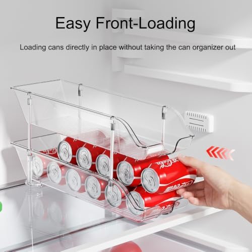 Sotfamily Stackable Soda Can Organizer for Pantry or Fridge, Holds 48 Cans | Heavy-Duty, Clear PET, Space-Saving Drink Organizer, Gravity Rolling, Pop can & Food can Dispenser/Storage/Container - Image 4
