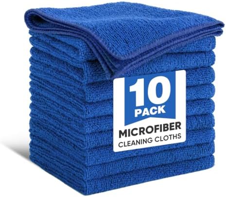 TEAWOO 10 PCS Navy Blue Microfiber Cleaning Cloths, Assorted Cleaning Rags by TEAWOO