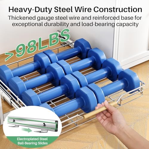 Pull out Cabinet Organizer, 21"W X 21"D, Heavy Duty Smooth Sliding Under Cabinet Shelves for Pots and Pans, Full-Extension Roll out Drawers, Slide out Organization for Home Kitchen Pantry - Image 6