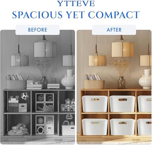 4 Pack Large Plastic Storage Bins with Handles, Versatile 13.7x10.2x5.7 Inch White Organizer Containers for Kitchen, Pantry, Closet, Bathroom, Office, Cabinet, Drawer, Snack, Toy & Makeup Organization - Image 6
