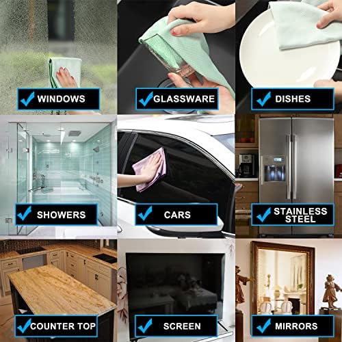 Streak Free Miracle Cleaning Cloths Easy Clean Nanoscale,Fish Scale Microfiber Window Mirror Glass Car Stainless Steel Cleaning,Lint Free Dish cloth Wine Glass Polishing Towel,Reusable,Pack 6,Blue - Image 5