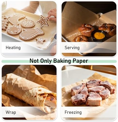 EcoDispose 500 Pcs Non-Stick Parchment Paper Baking Sheets 12-3/16"x16-3/8" | Unbleached, Heavy Duty, Pre-Cut, Greaseproof Full Pan liner for Bake - Image 4