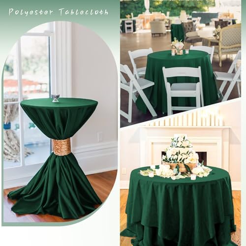 10 Pack Hunter Green Round Tablecloths,90 Inch Polyester Table Cloth - Image 7