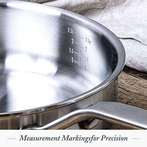 Merten & Storck Tri-Ply Stainless Steel 8 Piece Cookware Pots & Pans Set,Professional Cooking,Multi Clad,Measurement Markings,Drip-Free Pouring Edges,Durable Glass Lids, Induction,Oven&Dishwasher Safe - Image 6