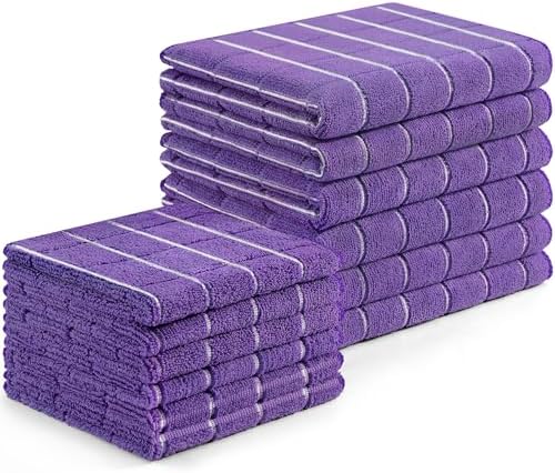 Homaxy Microfiber Kitchen Towels and Dishcloths Sets, 12 Pack, Purple by Homaxy