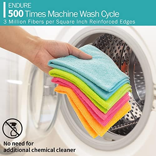Microfiber Cleaning Cloth, 100 Pack Cleaning Rags, 12" x 12" Shop Towels, Lint Free Reusable All Purpose Microfiber Towels for Cars Kitchen House Office Automotive - Image 4