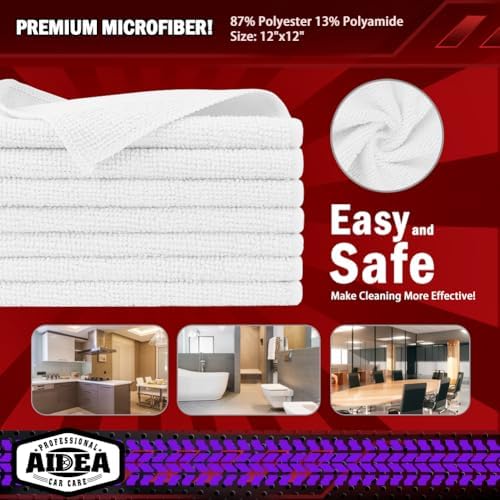 AIDEA White Microfiber Cleaning Cloth-800PK, Microfiber Towels, 12×12" - Image 6