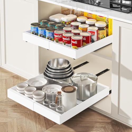 Expandable Pull Out Cabinet Organizer,12.6-20.4" Wx16.54 D,2 Pack by LEGUANG