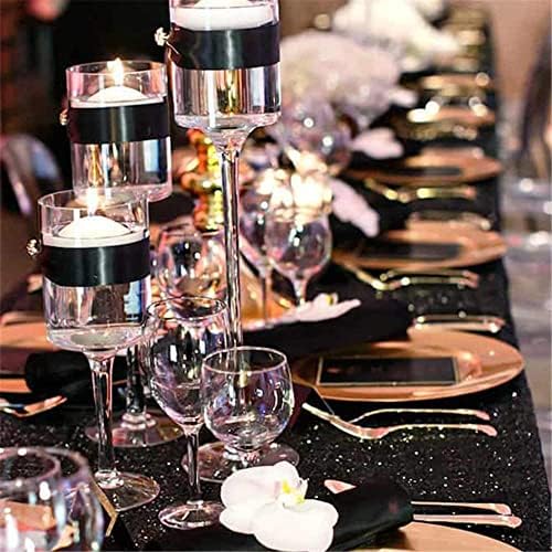 Seamless Sequin Tablecloth 90x132 Inch Black Rectangular Halloween Decor - Image 3