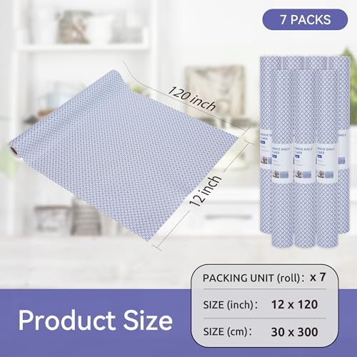 FIFTY FEET 12"x120" Non-Adhesive Shelf Liner for Kitchen Cabinets and Drawers, Washable Non-Slip PVC Cabinet Liner (Blue Circle)(7 Roll) - Image 5