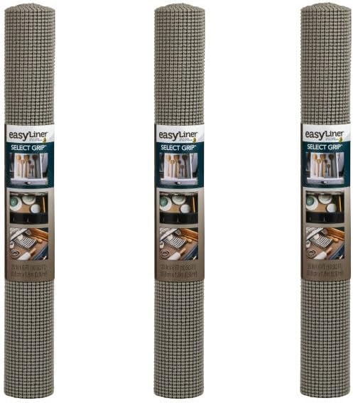 Duck Brand EasyLiner Select Grip Shelf Liner - Non Adhesive Liner for Cabinets, Drawers, Pantry - Light Gray, 20 in. x 6 ft. Roll, 3 Rolls by DuckBrand