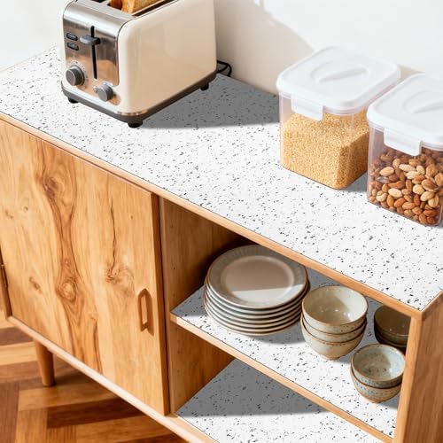FIFTY FEET 18"x96" Non-Adhesive Shelf Liner for Kitchen Cabinets and Drawers, Washable Non-Slip PVC Cabinet Liner (Rock)(1 Roll) - Image 3