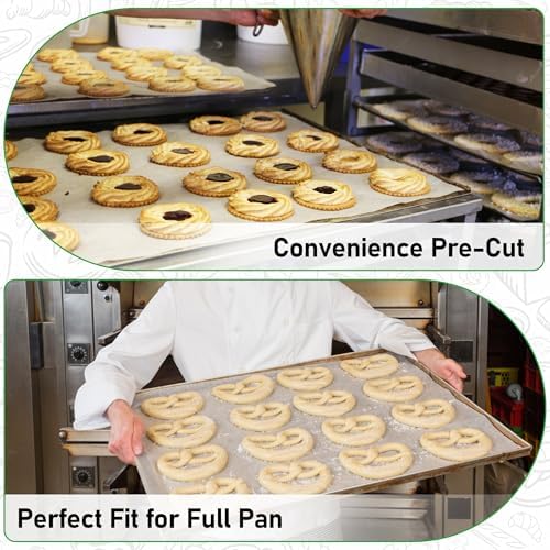 EcoDispose 200 Pcs Non-Stick Parchment Paper Baking Sheets 16-3/8"x24-3/8" | White, Heavy Duty, Pre-Cut, Greaseproof, Full Pan liner for Bake - Image 4