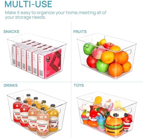 Vtopmart 12 Pack Clear Plastic Storage Bins, Pantry Organizer Containers with Handle for Refrigerator, Fridge, Cabinet, Kitchen, Countertops, Cupboard, Home Organization and Storage, XL - Image 5