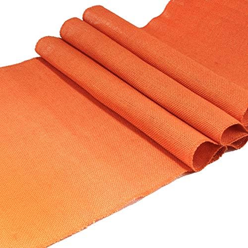 BambooMN Orange 15" x 88" Vintage Burlap Table Runner for Rustic Wedding Bridal Shower Bachelorette Graduation Party Table Decor Decorations, 2 Pieces - Image 2