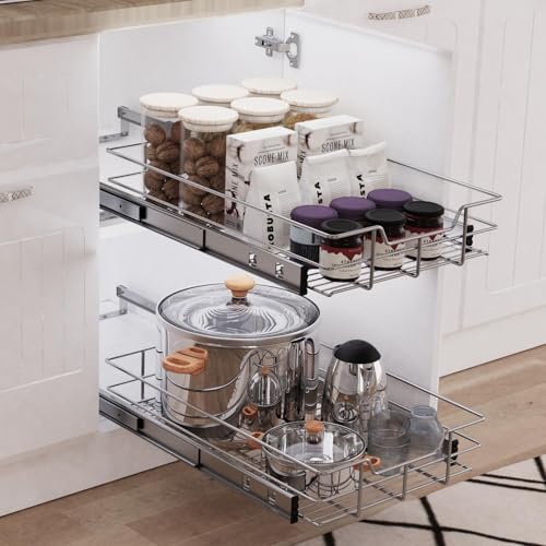 Pull Out Cabinet Organizer 15" W X 17" D, Chromed, Full Slide Out Drawers - Image 5