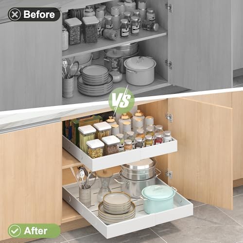 2-Pack-Expandable-Pull-Out-Cabinet-Organizers, No Drill Slide Out Drawers - Image 6