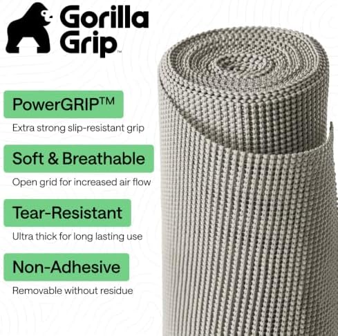 GORILLA GRIP powerGRIP Drawer Shelf and Cabinet Liner, 17.5"x20' Light Gray - Image 2
