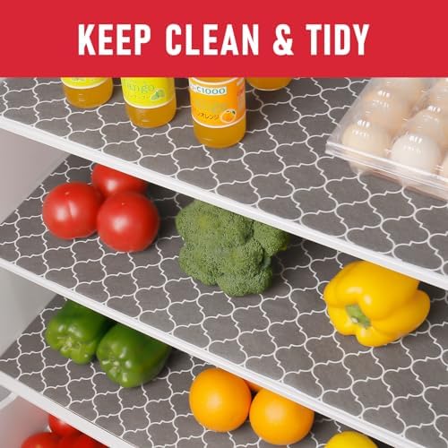 Cooyes French Door Refrigerator Liners 24" x 240", Absorbent Strong Grip Fridge Mats Machine Washable, Non-Adhesive Refrigerator Shelf Liner for Fridge Bins & Kitchen Cabinets, Gray - Image 2