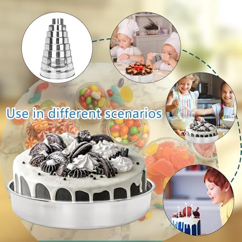 9 Pcs Cake Pans Stainless Steel 4 Inch 6 Inch 7 Inch 8 Inch 9 Inch 9½ Inch 10 Inch 11 Inch 12 Inch Round Baking Layer Pan Tins for for Tier Smash Cakes Birthday Dishwasher Safe - Image 4