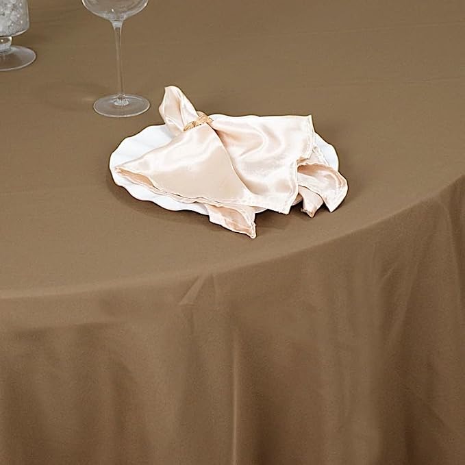 BalsaCircle 10 pcs 108 inch Taupe Round Washable Polyester Easy-Care Tablecloth for Indoor and Outdoor Bridal Shower Wedding Table Buffet Table Parties Events Kitchen Dining - Image 6