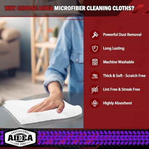 AIDEA White Microfiber Cleaning Cloth-800PK, Microfiber Towels, 12×12" - Image 3