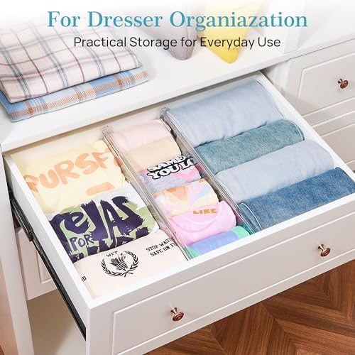 Vtopmart 4" Regular Upgrade Drawer Dividers for Clothes, 12.8"-22.3" 8 Pack | Expandable Dresser Drawer Organizer, Clear Separator, Baby Clothing, Underwear, Cosmetics, Toiletries Storage, Space Saving - Image 5
