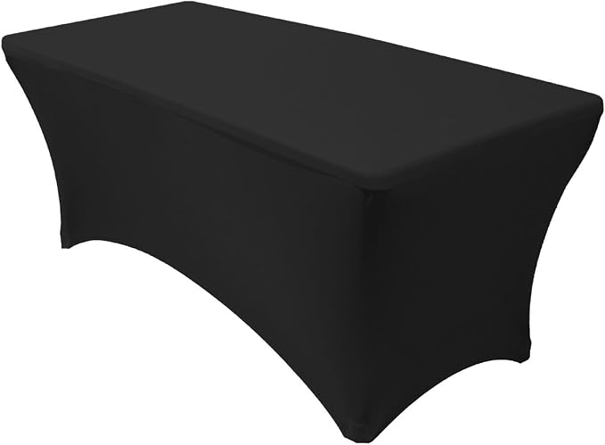 YOUR CHAIR COVERS Rectangular Spandex Tablecloth 6ft Fitted Wedding Event Patio Decorations Elastic Fabric Stretch Cover for Folding Table (Black) - Image 8