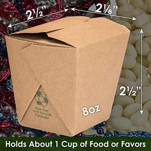 100% Recyclable 8oz Brown Chinese Take Out Boxes 50pk. Leakproof Greaseproof To Go Containers For Restaurants Event Parties Food Service. Best Value Bulk Pack Microwaveable and Stackable Meal Pails. - Image 2