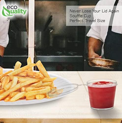 EcoQuality [900 Pack] 1 Oz Leak Proof Plastic Condiment Souffle Containers with Attached Lids - Portion Cup with Hinged Lid Perfect for Sauces, Samples, Slime, Jello Shot, Food Storage & More! - Image 6