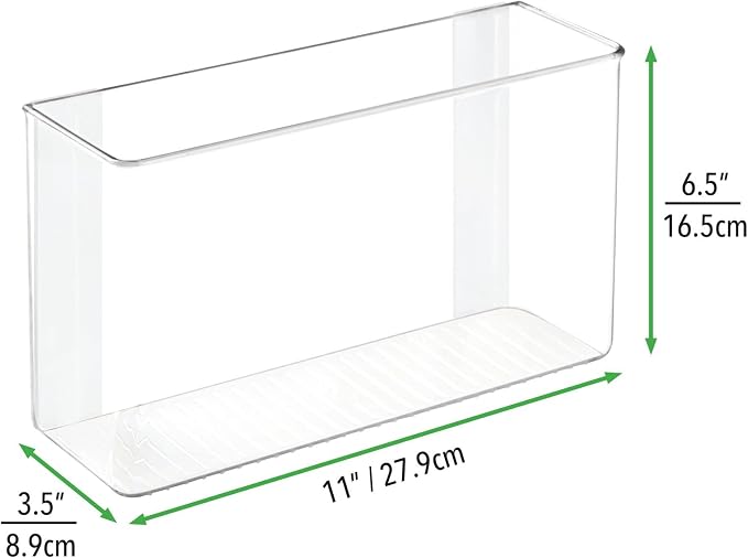 mDesign Plastic Adhesive Mount Storage Organizer Container for Kitchen or Pantry Wall Organization - Space Saving Holder for Sandwich Bags, Foil - 11" Wide - Ligne Collection - 2 Pack - Clear - Image 6