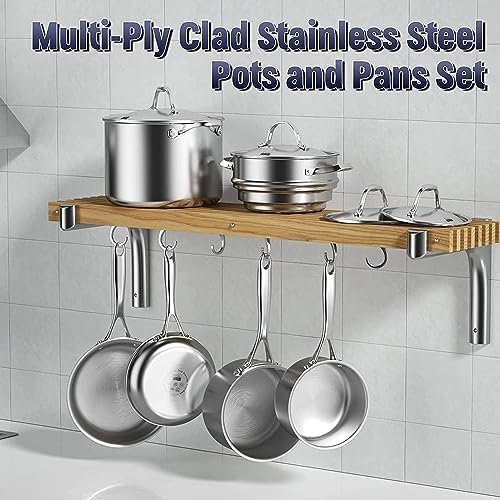 Cooks Standard Multi-ply Clad Stainless Steel Cookware Set, Includes Saucepans, Steamer, Stockpot, Frying Pans with Lids, Induction Compatible, Dishwasher Safe, Oven Safe, 10-Piece - Image 5