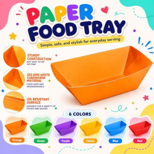 Uiifan 300 Pcs Paper Food Boats Disposable Paper Food Tray,Rainbow - Image 3