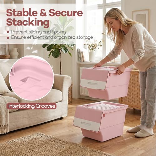 GIANTEX 6 Pack Plastic Stackable Storage Bins with Lids & Wheels, 12.5 QT - Image 6