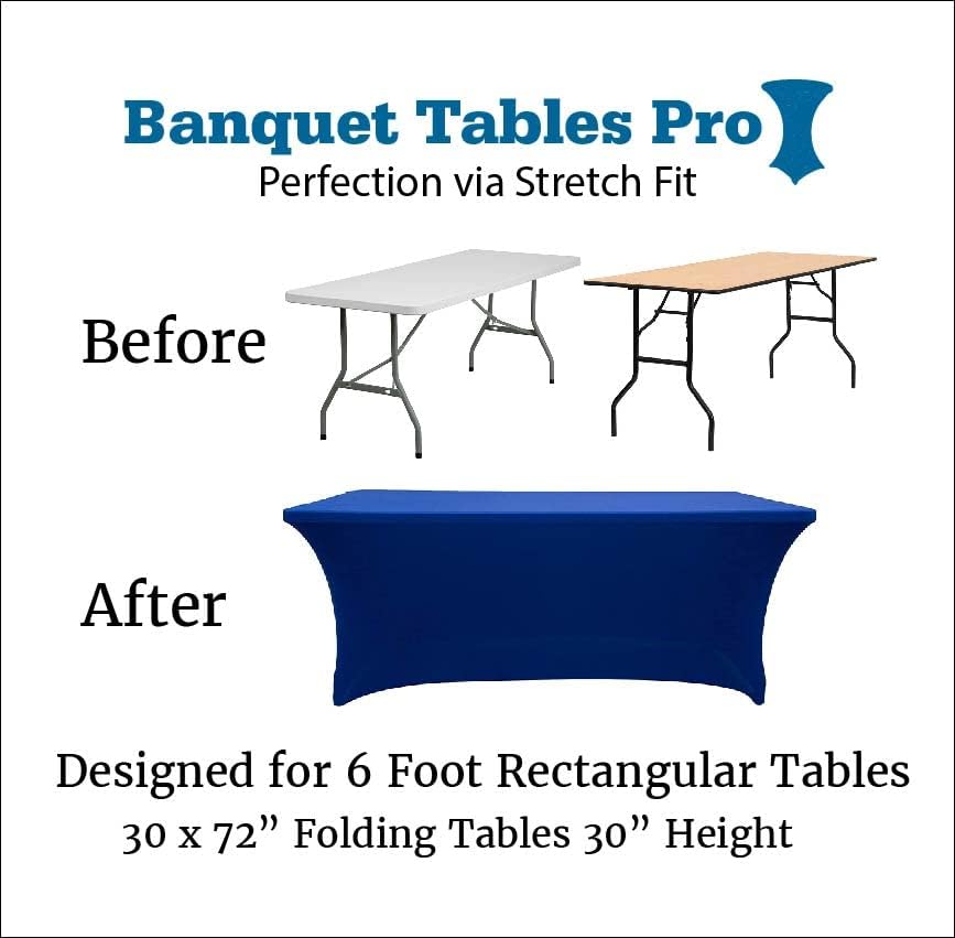 Banquet Tables Pro 6 ft Royal Blue 2 Pack Stretch Tight Fit Spandex Rectangular Folding Tablecover for 30Wx72Lx30H Folding Patio Tables, Banquet,Party - Image 2