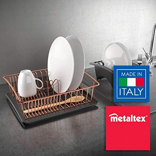 Metaltex Aquatex Copper Dish Drainer with Tray, Metal, Copper, 35x30x12 cm - Image 4