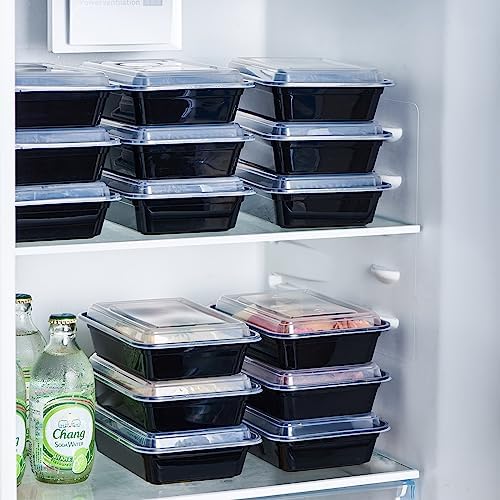 FULIGN 24 oz Meal Prep Containers With Lids Reusable 150 Pack Extra-thick Plastic Food Storage Black Disposable To Go Lunch Box BPA Free Stackable Microwave Dishwasher Freezer Safe - Image 5