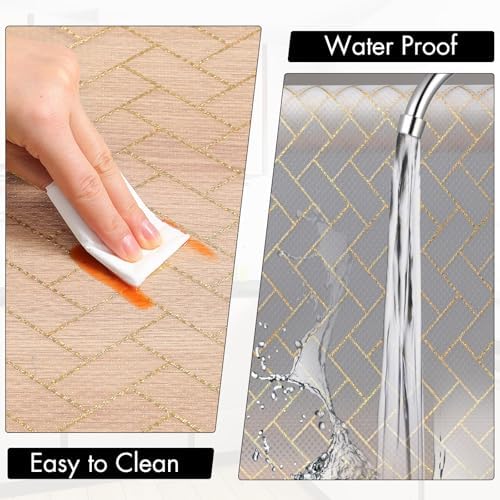 Cooyes Shelf Liner for Kitchen Cabinets – Non-Adhesive Waterproof Drawer Liner – Durable EVA Material Easy-to-Cut Shelf Paper for Refrigerator, Cupboard, Dresser with Modern Pattern - Image 6