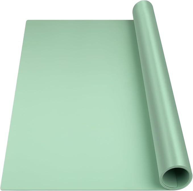Silicone Mats for Kitchen Counter, Nonslip Silicone Mats for Crafts Countertop Protector Heat Resistant Mat (78.7” x 24” x 0.08”, Light Green) by InfiOne