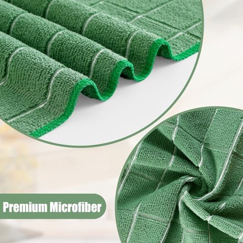 Homaxy Microfiber Kitchen Towels and Dishcloths Sets, 12 Pack, Grass Green - Image 2