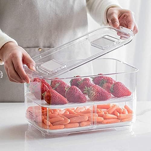 SANNO Vegetable Fruit Containers Fridge Food Storage Produce Saver Container Stackable Refrigerator Freezer Organizer Fresh Keeper Drawers Organizer set of 2 - Image 4